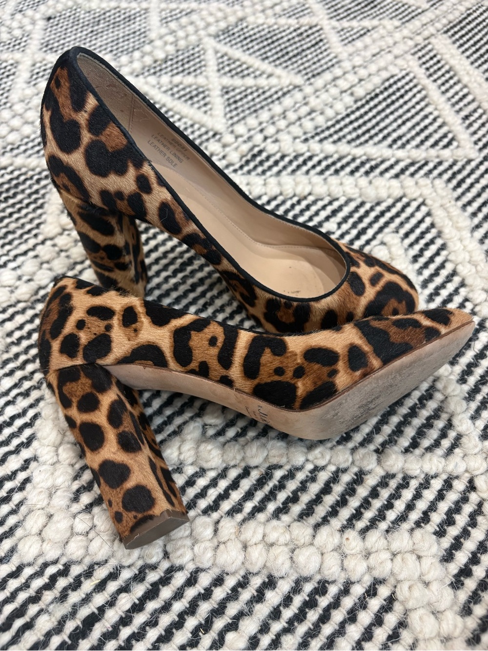 J.Crew Collection Etta Leopard Calf Hair Platform Pumps made in Italy Size 7 - Picture 3 of 6